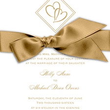 Diamond Hearts - Golden - Invitation