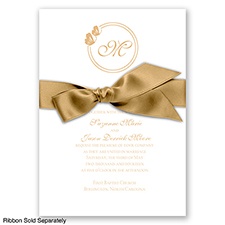 Circle Butterfly Monogram - Golden - Invitation