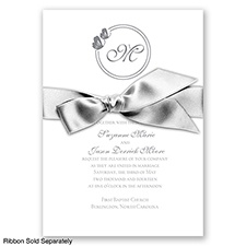 Circle Butterfly Monogram - Silver - Invitation
