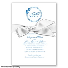 Circle Butterfly Monogram - Cornflower - Invitation