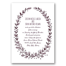 Pine Cone Wreath - Plum - Invitation