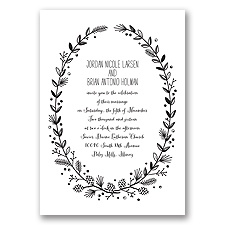 Pine Cone Wreath - Black - Invitation