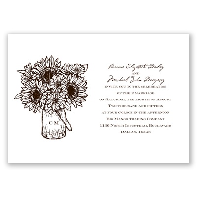 Sunflower Jar - Chocolate - Invitation