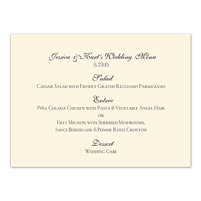 Ecru Menu Card Horizontal