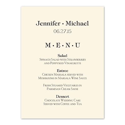 Classic Menu Card - Antique White - Vertical