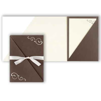Mocha Pocket with Swirl - DIY Invitation Kit
