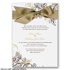 Flourish with Golden Shadow - Chocolate - Invitation