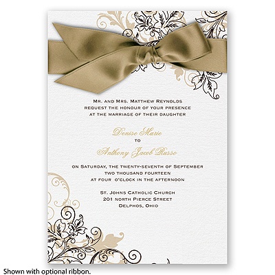 Flourish with Golden Shadow - Chocolate - Invitation