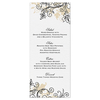 Flourish with Golden Shadow - Black - Menu Card