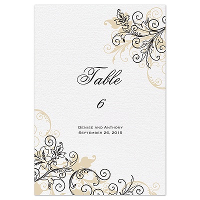 Flourish with Golden Shadow - Black - Table Number