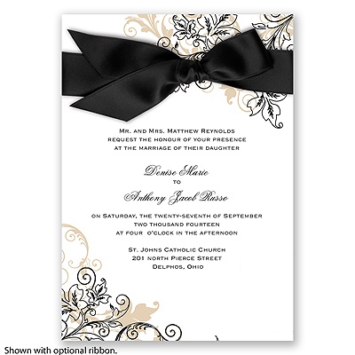Flourish with Golden Shadow - Black - Invitation