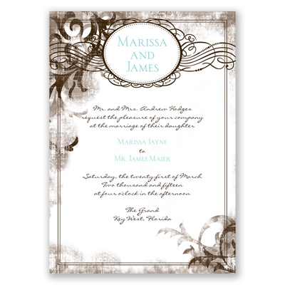 Vintage Monogram - Chocolate - Invitation