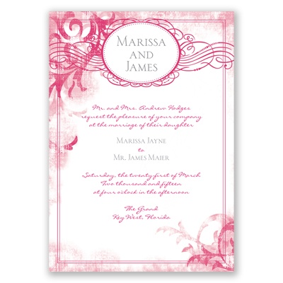 Vintage Monogram - Watermelon - Invitation