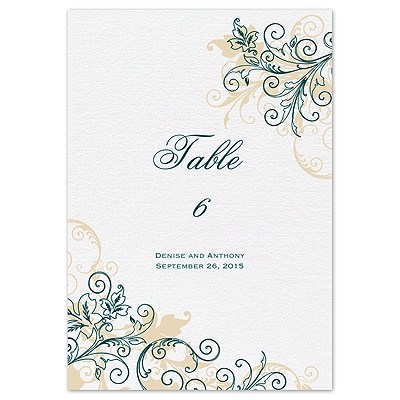 Flourish with Golden Shadow - Gem - Table Number