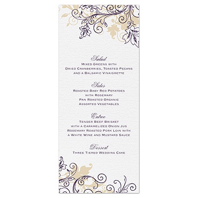 Flourish with Golden Shadow - Plum - Menu Card