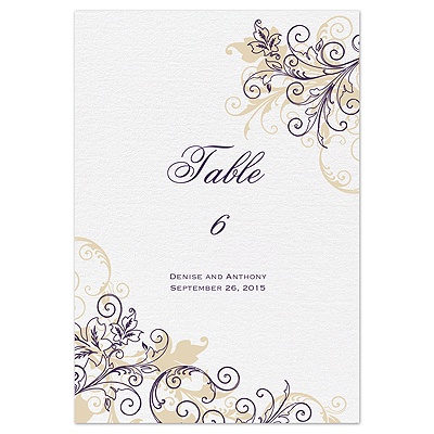 Flourish with Golden Shadow - Plum - Table Number