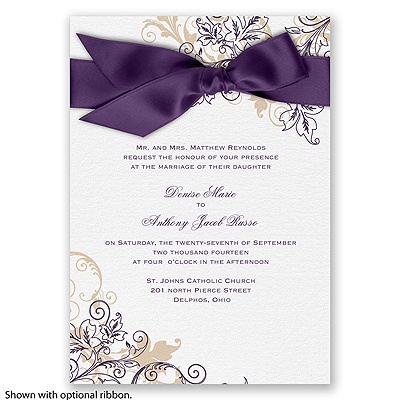 Flourish with Golden Shadow - Plum - Invitation