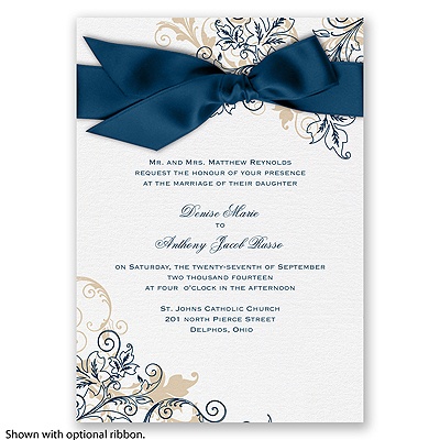 Flourish with Golden Shadow - Peacock - Invitation
