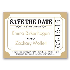 Ticket for Love - Golden - Save the Date Magnet