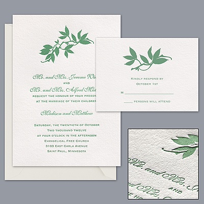 Romantic Foliage - Letterpress Invitation