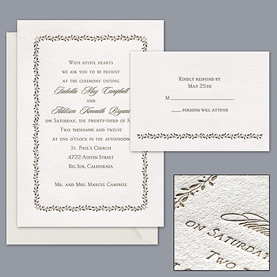 Leafy Border - Letterpress Invitation