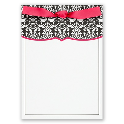 Black Damask with Fuchsia Trim - DIY Invitation Kit