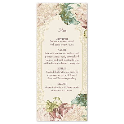 Vintage Blossoms - Menu Card