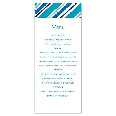 Metro Style - Malibu - Menu Card