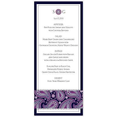 Perfect Paisley Duet - Lapis- Menu Card