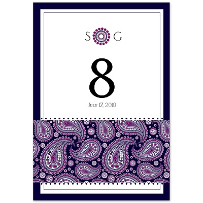 Perfect Paisley Duet - Lapis- Table Number