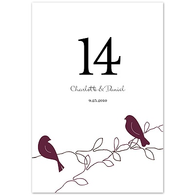 Love Birds - Sangria - Table Number