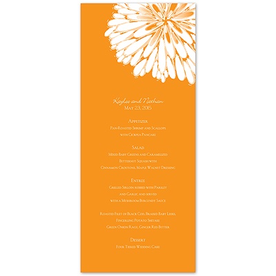 Burst of Love - Tangerine - Menu Card