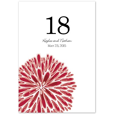Table Number Cards Wedding on Home    Wedding Invitations    Table Number Cards    Burst Of Love
