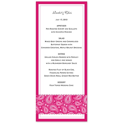 Perfect Paisley - Watermelon - Menu Card