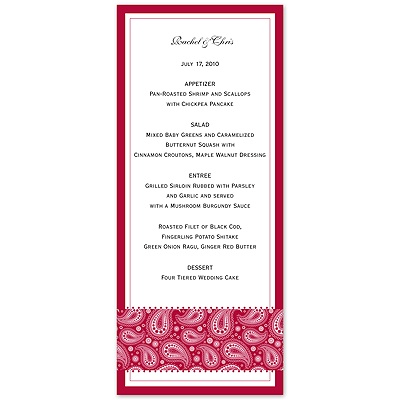 Perfect Paisley - Apple - Menu Card