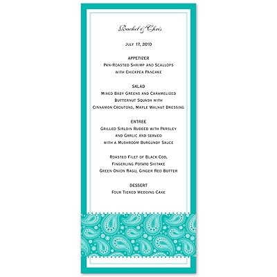 Perfect Paisley - Mermaid - Menu Card