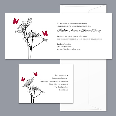 Butterfly Lace - Apple and Black Invitation