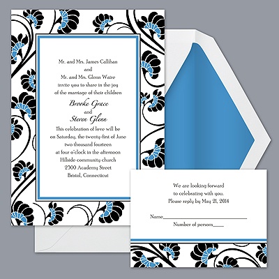 Floral Border - Cornflower - Invitation