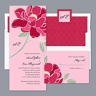 Patterned Peony - Apple - Invitation