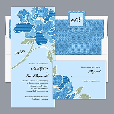 Patterned Peony - Cornflower - Invitation