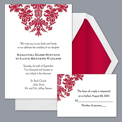 Decorative Damask - Apple - Invitation