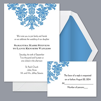 Decorative Damask - Cornflower - Invitation