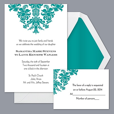 Decorative Damask - Jade - Invitation