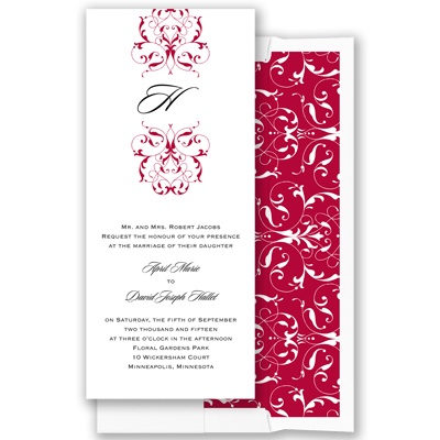 Monogram Flourish - Apple - Invitation