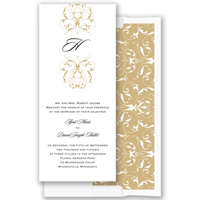 Monogram Flourish - Golden - Invitation