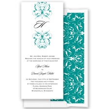 Monogram Flourish - Jade - Invitation