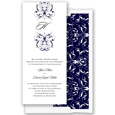 Monogram Flourish - Lapis - Invitation