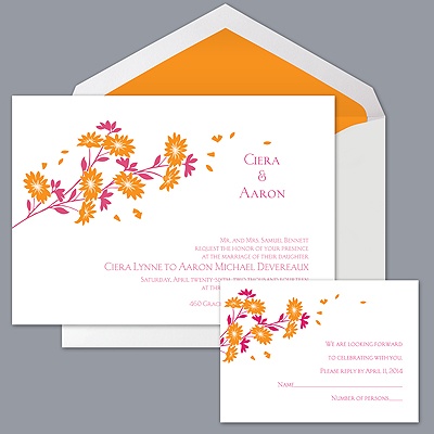 Graceful Petals - Tangerine - Invitation