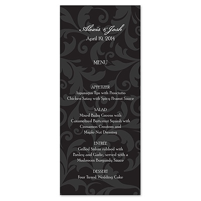 Treasured Jewels Pattern - Black - Menu Card