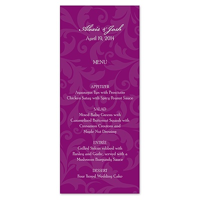 Treasured Jewels Pattern - Sangria - Menu Card